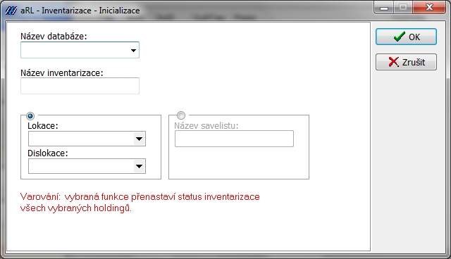 Inventarizace - inicializace